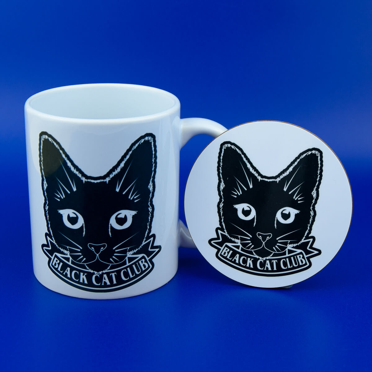 Black Cat Club Mug & Coaster - Luna