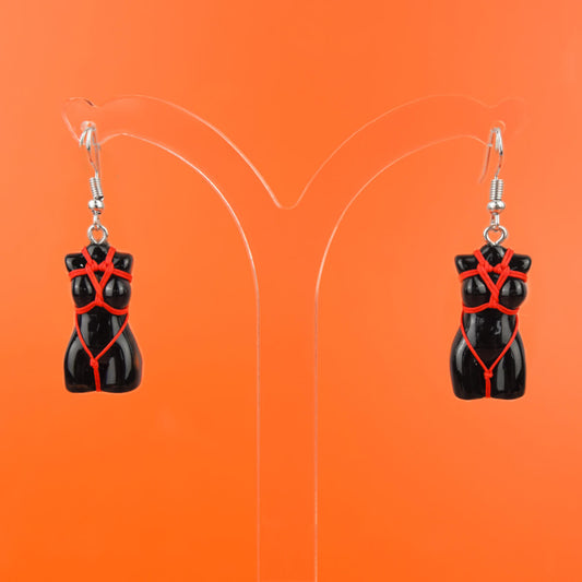 Black & Red Shibari Earrings