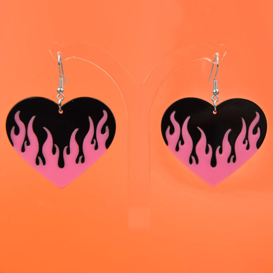 Flame Heart Pink Earrings | Luna