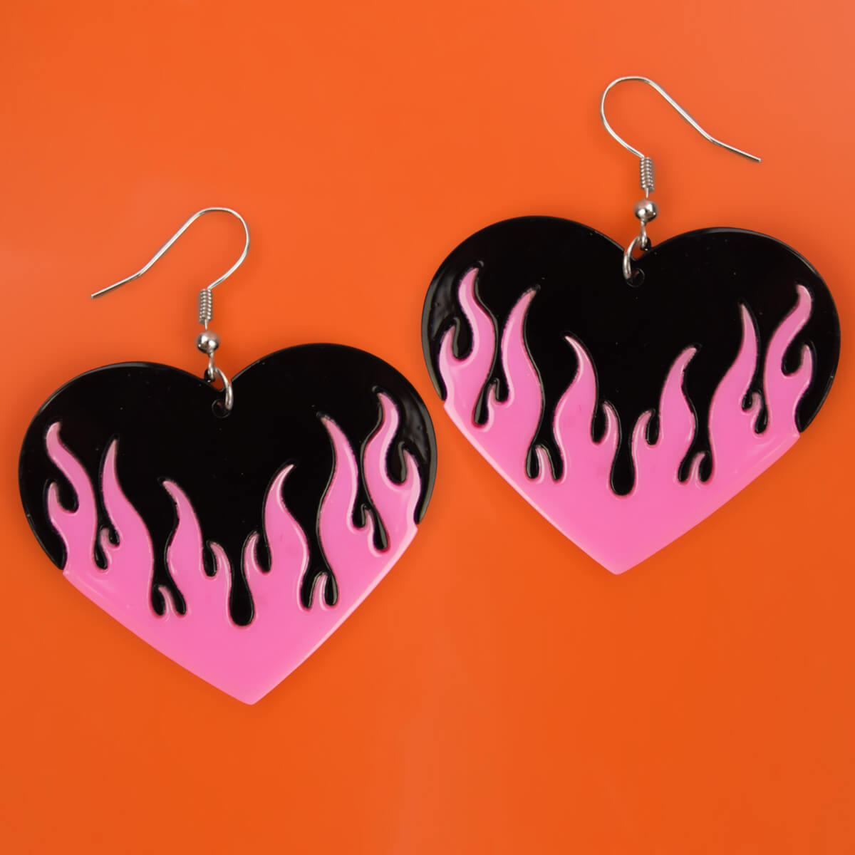 Flame Heart Pink Earrings | Luna