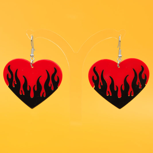 Flame Heart Red Earrings | Luna