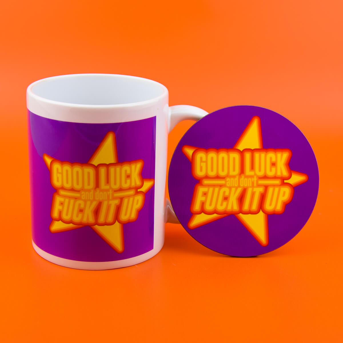 Good Luck and Don't Fuck It Up Mug & Coaster - Luna