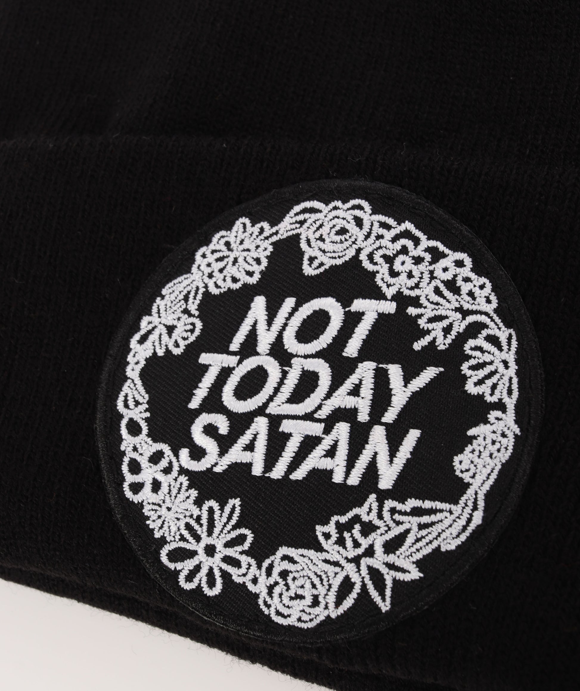 Not Today Satan Patch Black Beanie | Luna