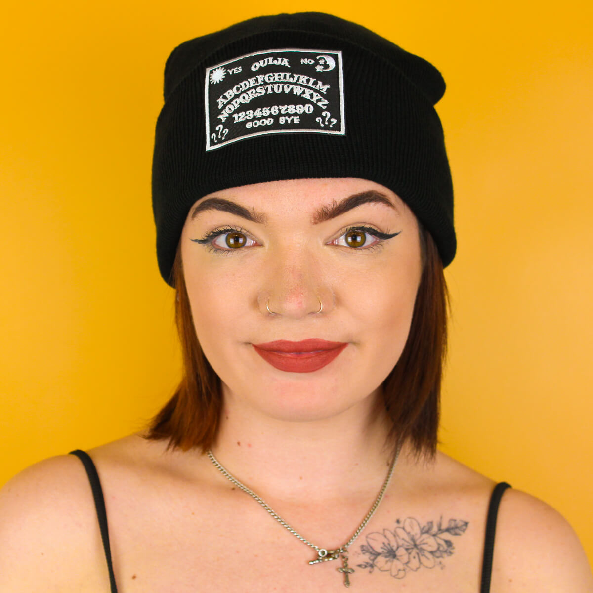 Ouija Board Patch Black Beanie | Luna