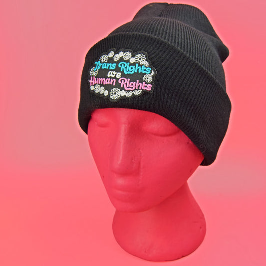 Trans Rights Are Human Rights Patch Black Beanie | Luna
